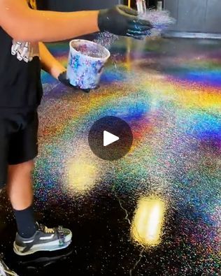 DIY glitter epoxy flooring | house, epoxy resins, flooring | I need glitter floor all over my house - stunning 🤩✨ | By TylaFacebook Epoxy Floor Playroom, Epoxy Salon Floor, Floor Mosaic Ideas, Apoxy House Floor Ideas, Glitter Epoxy Floor, Epoxy Bathroom Floor, Epoxy Floors In Home, 3d Epoxy Floor Designs, Diy Epoxy Floor