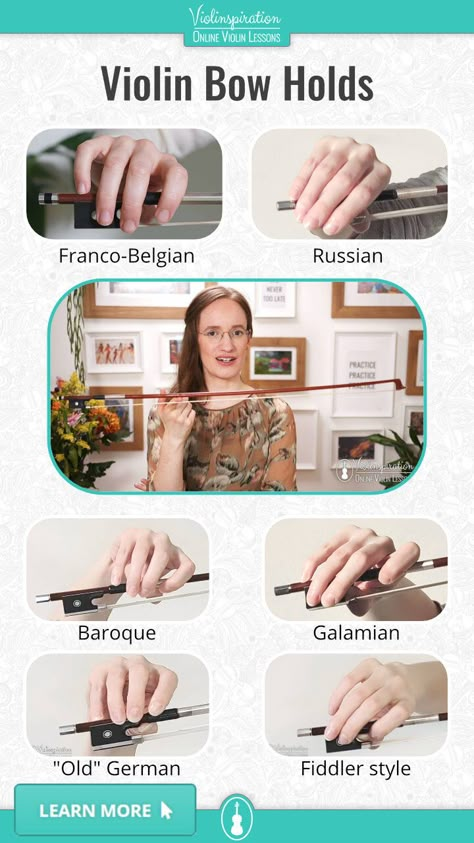 How you hold the bow can make a surprisingly big difference between sharp and smooth sounds, professional or beginner sounds. There are various violin bow holds that violinists and fiddlers use and it is something that has been evolving along with the violin. let’s have a closer look at the bow holds that we can see most often among violinists. Click on the pin and head on to my blog post to learn about all the most common violin bow holds. Which one do you prefer?🤔 #violin #music #practice How To Hold A Violin Bow, How To Hold A Violin, Learning Violin As An Adult, Violin Bow Hold, Violin Tips For Beginners, Violin Notes For Beginners, Violin Anatomy, Violin Beginner Learning, Violin Fingering Chart