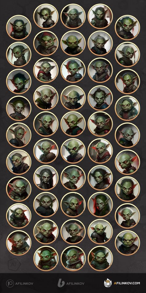 Big set of NPC tokens for your online games: goblins. Tokens Rpg, Dnd Tokens, Pathfinder 2e, Virtual Tabletop, Tabletop Rpg Maps, Gaming Token, D And D, Forgotten Realms, Dnd Monsters