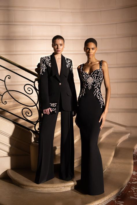 Zuhair Murad Ready To Wear, Nice Long Dresses, Zuhair Murad Haute Couture, Runway Moments, Runway Gowns, Brand Archetypes, Embellished Gown, For Wedding Dress, Black Gown