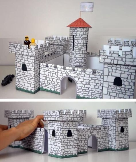 Castle Projects For School, Paper Castle Template, Midevil Castle, Summer School Art, Paper Castle, Model Castle, 3d Castle, Castle Crafts, Castle Plans