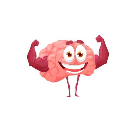 Brain power, human organ showing strong ... | Premium Vector #Freepik #vector #brain-exercise #brain-character #biceps #brain-cartoon Gym Mental Health, Brain Pictures, Cartoon Brain, Brain Poster, Healing Water, Memory Training, Mind Strong, About Brain, Brain Surgeon