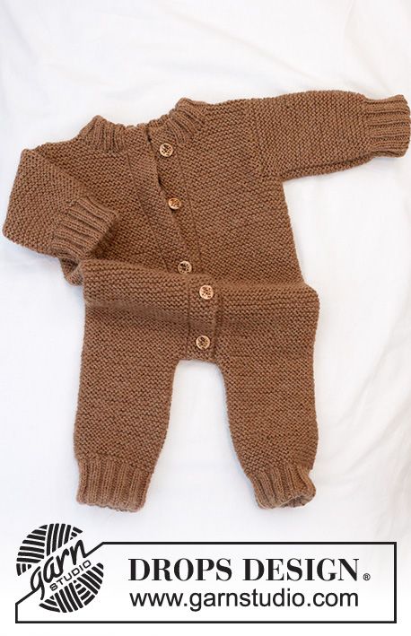 Winter Ready / DROPS Baby 45-9 - Free knitting pattern Baby Romper Pattern Free, Drops Baby, Baby Overall, Baby Overalls, Baby Jumpsuit, Knitted Baby Clothes, Baby Pants, Twin Babies, Crochet Diagram