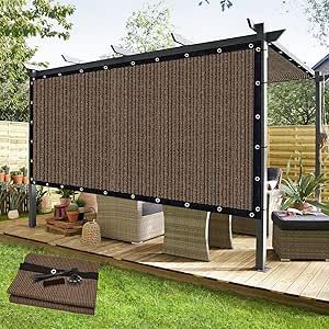 KANAGAWA 90% Sun Shade Cloth 8'X 12' Outdoor Pergola Shade Cover Canopy with Grommets UV Block Privacy Screen for Patio, Backyards, Outdoor, Carport, Garden, Mocha Privacy Screen For Patio, Pergola Roof Ideas, Carport Garden, Screen For Patio, Pergola Roof, Pergola Shade Cover, Porch Pergola, Patio Privacy Screen, Sun Shade Canopy