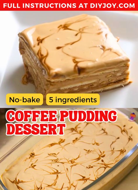 Coffee Desserts No Bake, Cold Puddings Desserts, Cold Pudding Recipes, Cold Pudding Desserts, Cold Desserts No Bake, Coffee Pudding Recipe, Instant Pudding Recipes, Condensed Milk Coffee, Quick Puddings