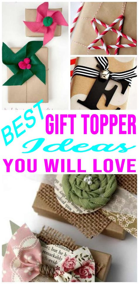 Crafts Using Ribbon Easy Diy, Wrapping Paper Flowers Diy, Christmas Present Toppers Diy, Gift Wrap Toppers, Unique Bows For Gifts, Present Toppers Christmas, Unique Gift Wrapping Ideas Diy Creative, Gift Toppers Christmas, Ribbon Ideas For Presents