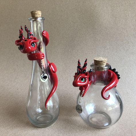 Clay Dragon Love Potion Bottles Polymer Clay Dragon, Dragon Crafts, Potion Bottles, Clay Dragon, Polymer Clay Sculptures, Love Potion, Cute Polymer Clay, Clay Art Projects, Potion Bottle