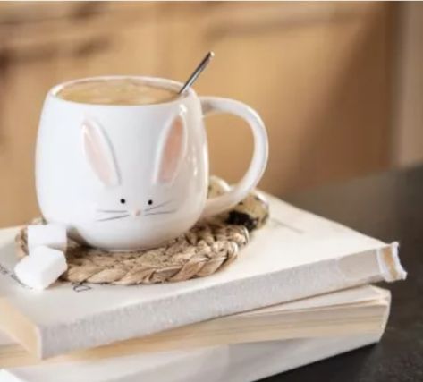 Bunny Themed Room, Bunny Cottage, Bunny Mug, Snack Plates, Coffee Spoons, Ceramic Bunny, Handmade Cups, Bunny Face, Adorable Bunny