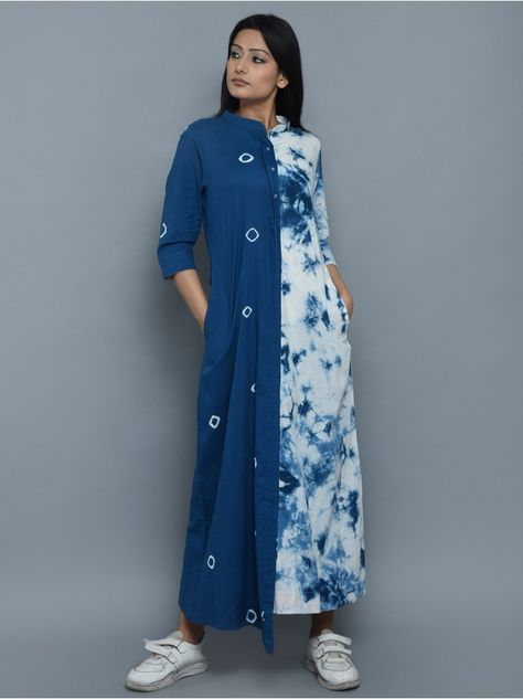 Shibori Fashion, Shibori Dress, Tie N Dye, डिजाइनर कपड़े, Shibori Designs, Silk Kurti Designs, Size Chart In Inches, Tie Dye Crafts, Latest Dress Design