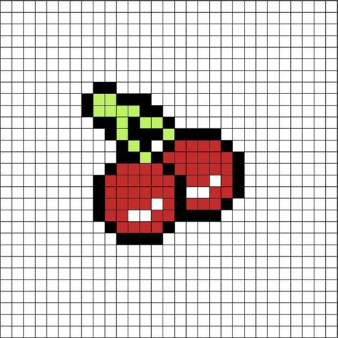 Cherry Pixel Art, Pixel Doodle, Small Pixel Art Ideas, Pixel Art Mini, Mini Pixel Art, Pixel Art Animals, Small Pixel Art, Image Pixel Art, Modele Pixel Art