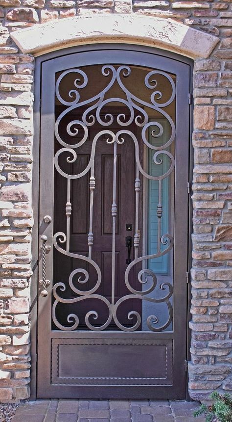 Wrought Iron Security Doors, Wrought Iron Doors Front Entrances, Iron Security Doors, Pintu Interior, Wrought Iron Garden Gates, Wrought Iron Front Door, Porte In Ferro, Iron Front Door, Iron Entry Doors