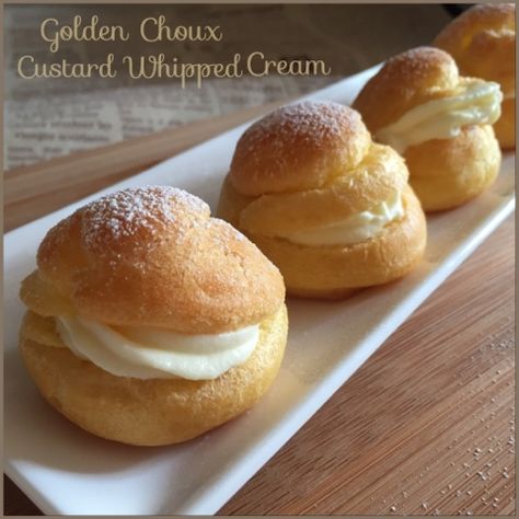 My Mind Patch: Choux Buns with Custard Whipped Cream Custard Cream Recipe, Bread With Butter, British Bake Off Recipes, Custard Buns, Choux Buns, Bake Off Recipes, Peanut Powder, Frying Recipes, Recipes With Whipping Cream