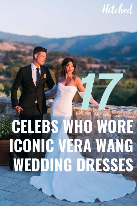 Ever since we saw Kate Hudson in that Vera Wang Bride Wars dress, we’ve been completely obsessed with celebrity brides who wore Vera Wang wedding dresses! Though, disclaimer, we can’t back the whole ‘You alter yourself to fit Vera’... Even the most renowned wedding dress designers welcome alterations and for anyone who needs to hear it, you don’t need to lose weight for your wedding! Iconic Bridal Looks, Iconic Celebrity Wedding Dresses, Vers Wang Wedding Dress, Vera Wang Wedding Dress Vintage, Vintage Vera Wang Wedding Dress, Bride Wars Dress, Armani Wedding Dress, Vera Wang Bridal Dresses, Designer Wedding Dresses Vera Wang