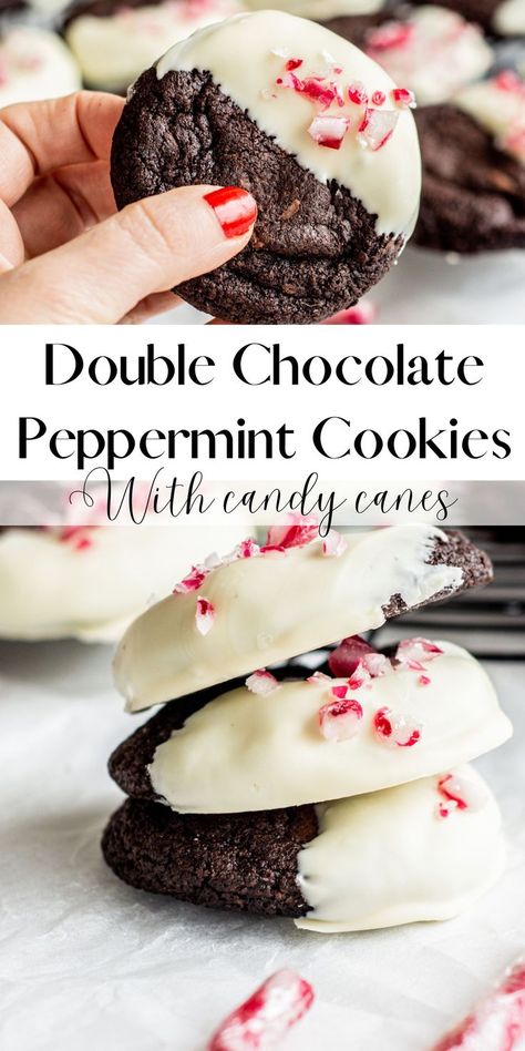 Peppermint Extract Recipes, Peppermint Chocolate Cookies, Peppermint Chocolate Chip Cookies, Chocolate Chip Dip, Cookies With Chocolate Chips, Chocolate Christmas Cookies, Gourmet Christmas, Christmas Baking Cookies, Chocolate Peppermint Cookies