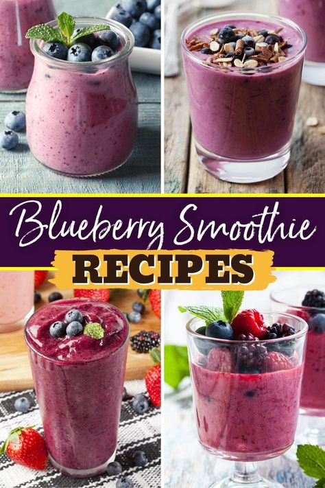 Get a dose of nutrition with these blueberry smoothie recipes. From strawberry to lemon to vanilla, there are plenty of great combos for blueberries. Blueberry Orange Juice Smoothie, Low Calorie Blueberry Smoothie, Blueberry Smoothies Healthy, Blueberries Smoothie Recipes, Best Blueberry Smoothie Recipes, Strawberry Blueberry Smoothie Recipe, Blueberry Chocolate Smoothie, Frozen Blueberry Smoothie, Fruit Smoothie Recipes Healthy Breakfast