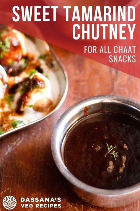 Sweet Chutney Recipe, Tamarind Chutney Recipe, Indian Chaat, Healthy Indian Snacks, Indian Cuisine Recipes, Fried Snacks, Veg Recipes Of India, Indian Recipes Authentic, Puri Recipes