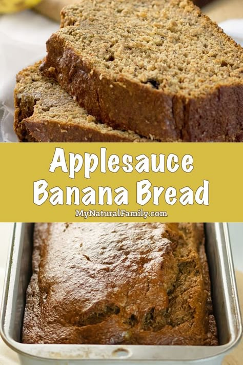 Vegan Banana Bread With Applesauce, Fat Free Banana Bread, Banana Apple Sauce Bread, Recipes With Apple Sauce Baking, Apple Sauce Cake Healthy, Healthy Banana Bread With Applesauce, Applesauce Banana Bread, Bread With Applesauce, Low Fat Banana Bread