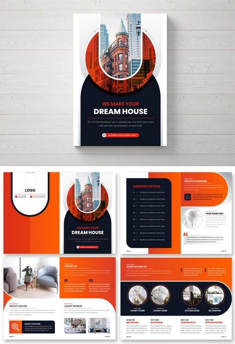 Poster Real Estate, Modern Layout Design, Green Real Estate, Typography Logo Fonts, Company Brochure Design, Company Profile Presentation, Catalog Design Layout, Creative Real Estate, Brochure Design Layouts