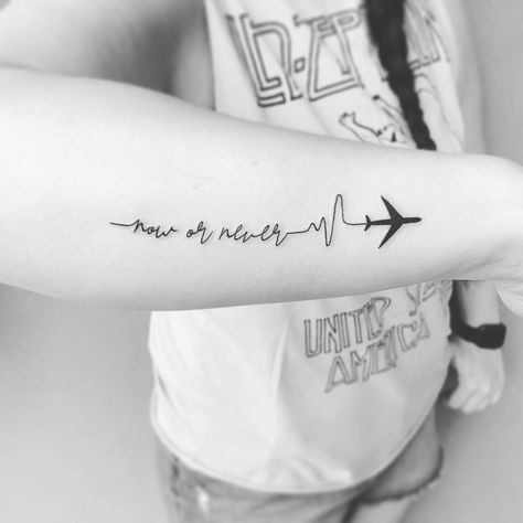 Small Tattoos Travel Adventure, Tattoos For Travelers For Women, Adventure Tatoos Ideas, Travel Word Tattoos, Adventure Awaits Tattoo Ideas, Adventure Word Tattoo, Just Go Tattoo Travel, Journey Tattoos For Women, Adventure Awaits Tattoo