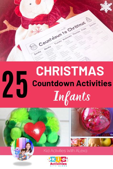 Infant December Lesson Plans, Christmas Activities For 10 Month Old, December Activities For Infants, Infant Christmas Activities Daycare, Infant Christmas Activities, One Year Old Christmas Activities, Christmas Activities For Infants, Christmas Infant Activities, Christmas Countdown For Toddlers