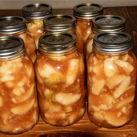 Canned Apple Pie Filling Caramel Apple Pie Filling, Canning Apple Pie Filling, Easy Apple Pie Filling, Canned Apple Pie, Making Apple Pie, Canning Apples, Apple Pie Filling Recipes, Best Oatmeal Cookies, Homemade Apple Pie Filling