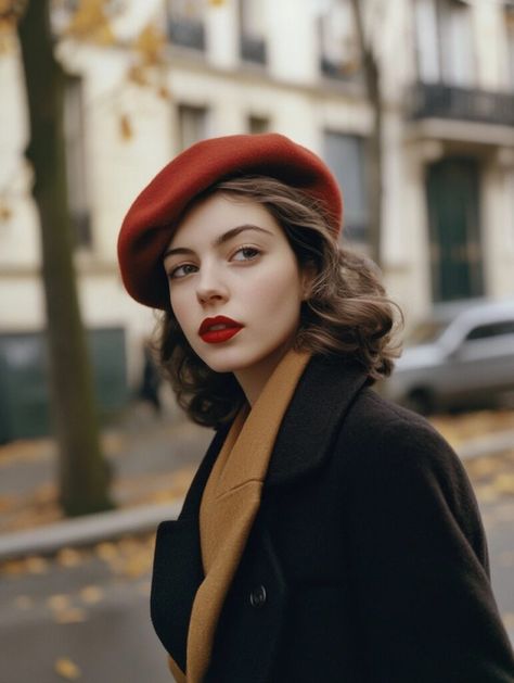 30s Women’s Ultimate Guide to French Fall Street Style: Completing Your Look with a Beret - LaninStar's blog Beret Hat With Pins, Beret And Scarf Outfit, Barret Hat Outfit, Styling A Beret, French Beret Outfit, Beret Outfit Street Style, Berrets Outfits, 30s Women, Barret Hat