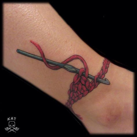 Crochet Tattoo Ideas, Betty Tattoo, Discworld Tattoo, Bc Tattoo, Yarn Tattoo, Knitting Tattoo, Tattoo Font Styles, Tattoos Zodiac, Square Tattoo