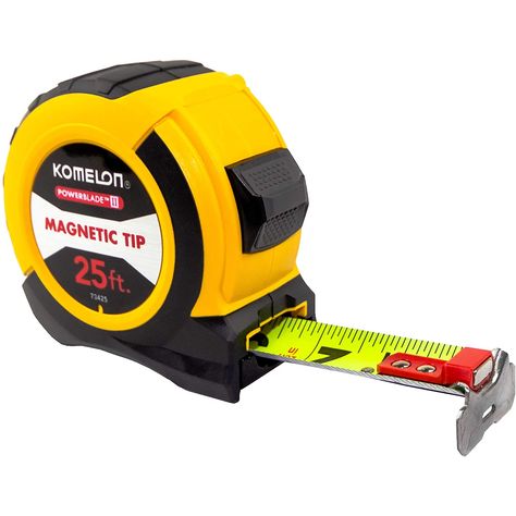 Komelon 73425; 25' x 1.06" Magnetic Powerblade II Tape Measure, Black/Yellow, Small See this great product. (This is paid links) Book Lettering, Magnetic Tape, Tape Measures, Easy Reading, Shopping Deals, Marking Tools, Measurement Tools, Workshop Equipment, Tape Measure