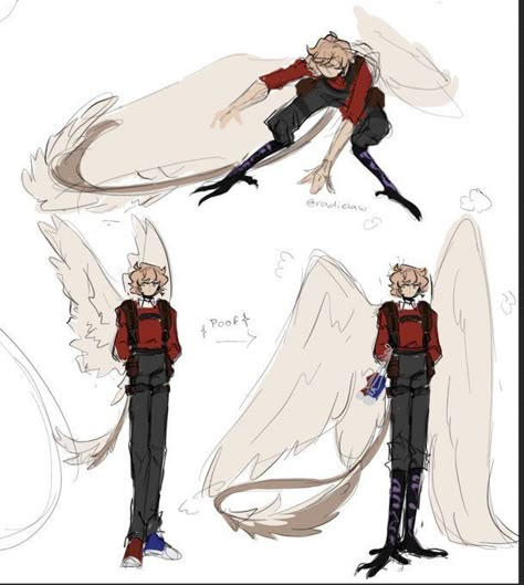 Hybrid Fanart, Winged Character Reference, Avian Drawing Reference, Human Avian, Avian Poses, Art Reference Poses With Wings, Avian Wings, Avian Hybrid, Winged Human Poses