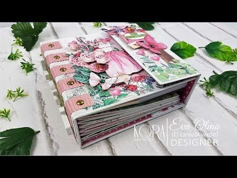 TUTORIAL. Diario creativo de scrapbooking/ Creative journal for scrap. Kora projects. - YouTube Album Tutorial, Mini Albums Scrap, Diy Crafts For Girls, Mini Album Tutorial, Creative Scrapbook, Scrapbook Tutorial, Album Diy, Scrap Album, Paper Craft Diy Projects