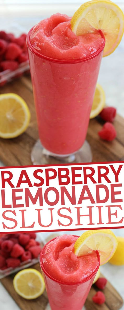 Raspberry Lemonade Slushie, Lemonade Slushie Recipe, Lemonade Slushie, Drinks Tequila, Lemonade Slushies, Slushie Recipe, Resep Smoothie, Cocktail Martini, Cocktail Mixer