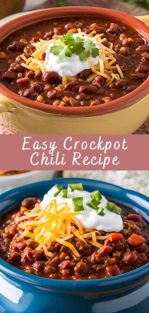 Crock Pot Chili Recipes Easy, Crockpot Chili Easy Simple, Homemade Chili Beans Recipe Crock Pot, Crockpot Texas Chili Recipe, Delicious Chili Recipe Crockpot, Best Crock Pot Recipes Dinners, Simple Easy Crockpot Recipes, Easy Chili Recipe Crockpot No Beans, Crockpot Chili Recipes Easy