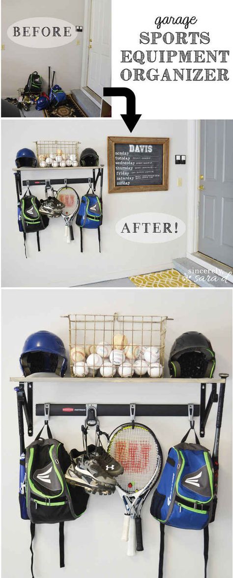 For spring sports and spring cleaning, HEX Performance is a game changer. Wash all the kids' gear with HEX, and then store it cleverly with these organizational tips. Sports equipment organizer - 37 Insanely Clever Organization Tips To Make Your Family's Lives Easier Sports Schedule, Sports Equipment Organization, Garage Organization Shelves, Home Gym Organization, Sports Equipment Storage, Gym Organizer, Office Desk Organization, Shelves Garage, Sports Storage