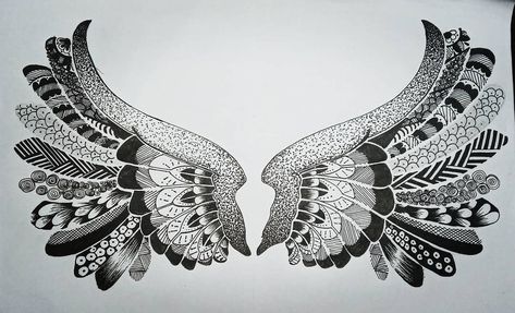 We all have wings which we can't see unless we understand it's worth. Believe in yourself and don't let anybody question your capabilities. Spread your wings like an angel and show them that you are not an ordinary person whom they can suppress 💪 #wings #fly #power #capabilities #belief #motivation #inspiration #zentangle #mandala #doodle #angel #zentangleart #dreams Zentangle Angel, Zentangle Flowers, Zentangle Mandala, Mandala Doodle, Zentangle Pattern, Angel Eyes, Zentangle Art, Zentangle Patterns, Believe In Yourself