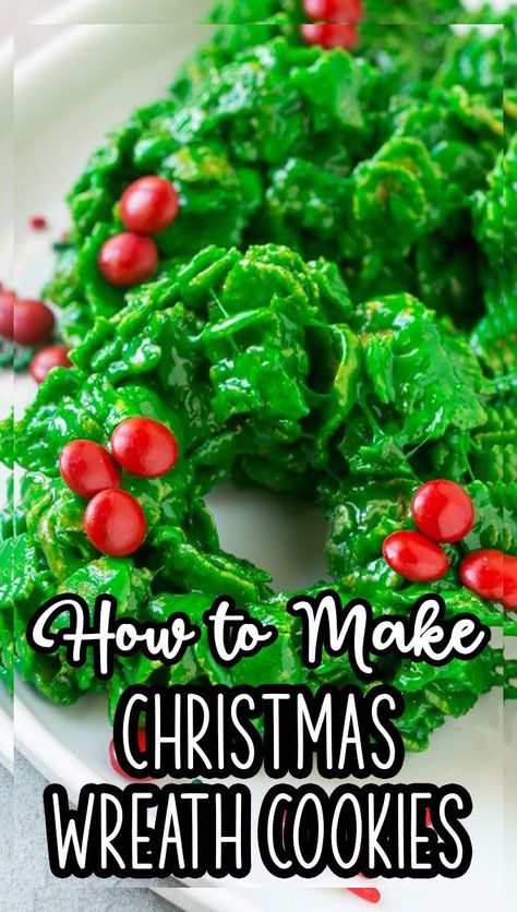 Cornflake Wreaths, Easy Christmas Cookies Recipes, Cornflakes Cookies, Mall Event, Christmas Wreath Cookies, Cornflake Cookies, Wreath Cookies, Marshmallow Cookies, Holiday Desserts Table