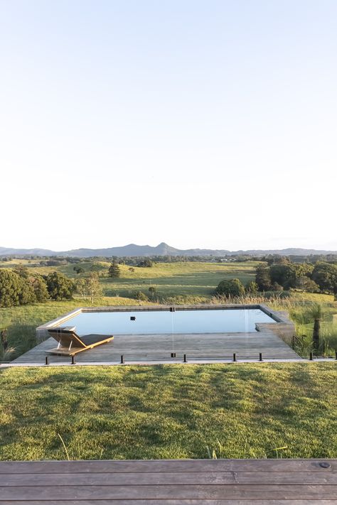 Walker Farm, a gorgeous luxury country home located in Myocum within the hinterland of Byron Bay. Design detailing and Interiors by @thedesignory Building by @sanctuary28gc Architecture by @marc.and.co Photography @the_cat_astrophe #interiordesign #byronbayhome #luxuryhome #interiors #thedesignory Country Pool, Pool Balcony, Pool Architecture, Piscina Interior, Summer Cabin, Pool Landscape Design, Natural Swimming Pool, Architecture Model House, Relaxing Time