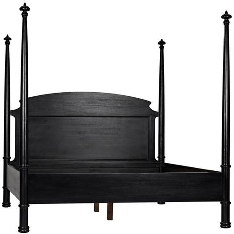 Noir Douglas Mid Century Modern Black Mahogany Wood Poster Bed - King King Poster Bed, Mahogany Bed, Black Bed Frame, Eastern King Bed, Four Poster Bed, Solid Wood Bed, Four Poster, Poster Bed, Canopy Bed