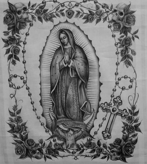 Virgin Mary Tattoos, Mary Tattoos, Painting Ideas Easy, The Virgin Mary, With Meaning, Tattoos With Meaning, Virgin Mary, Painting Ideas, Roses