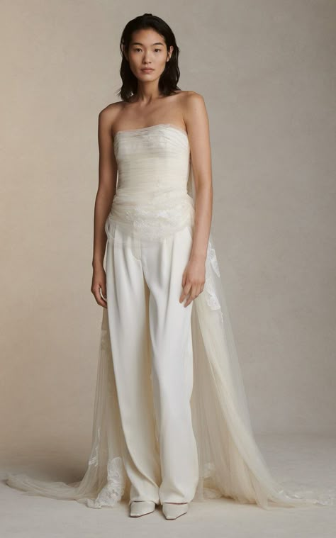 Miriam Cady Trouser Pants By Danielle Frankel | Moda Operandi Outfit Ideas Wedding, Danielle Frankel, Ss 2024, Wedding Outfit Ideas, City Hall Wedding, Strapless Corset, Bridal Inspo, Civil Wedding, Bride Style