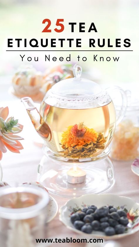 Have you ever been to a proper tea party and been perplexed because you don't know how to act properly? Follow these 25 tea etiquette rules to fully enjoy your next tea party. Manners And Etiquette, Tea Party Table Settings, Valentines Tea Party, Proper Tea, Tea Blends Recipes, Tea Etiquette, Etiquette Rules, Cocoa Drink, Valentine Tea