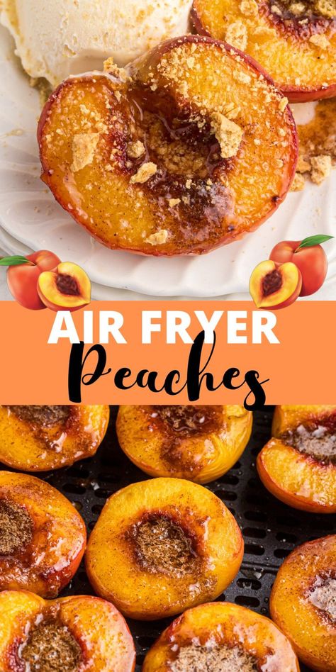 Air Fryer Peaches, Air Fryer Fruit, Air Fryer Recipes Dessert, Air Fryer Recipes Snacks, Air Fryer Desserts, Air Fryer Cooking Times, Air Fried Food, Healthy Air Fryer, Air Fryer Oven Recipes