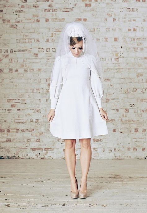 1960s Vintage Mod white mini wedding dress & veil UK6/8 | belleinwonderland | ASOS Marketplace Wedding Dresses 60s Style, Vintage Wedding Dress 60s, 60s Wedding Dress, 1960s Wedding Dresses, Wedding Dresses 60s, 60s Wedding, 1960s Wedding, Wedding Veils Short, Wedding Dress Short