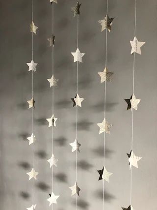 ReUpDesignsCo - Etsy UK Book Page Star Garland, Star Room Decor, Star Hanging Decorations, Paper Star Garland, Cut Outs Paper, Website Bio, Stars Decor, Wall Decor Party, 3d Stars