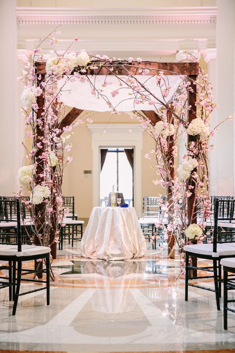 3.25.16cherry-blossom-wedding-ideas-dc-9 Cherry Blossom Wedding Decor, Cherry Blossom Wedding Theme, Cherry Blossom Party, Sakura Wedding, Cherry Blossom Theme, Wedding Chuppah, Wedding Themes Spring, Blossom Wedding, Rustic Wedding Decorations