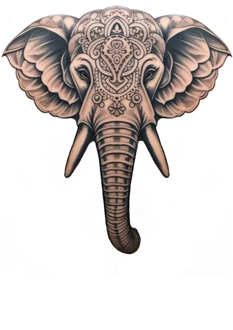 Elephant Head Tattoo Design, Thai Elephant Tattoo, Elephant Tattoo Stencil, Thai Style Tattoo, Head Tattoo Design, Elephant Head Tattoo, Mandala Elephant Tattoo, Mandala Flower Tattoos, Thai Elephant