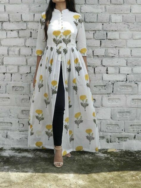 Stylish Frocks, Yellow Maxi Dress, Simple Kurta Designs, Simple Kurti Designs, Long Kurti Designs, Salwar Kamiz, Indian Gowns Dresses, Kurti Designs Party Wear, Kurta Designs Women