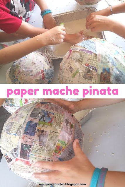 How To Pinata, Pinata Preschool Craft, Make Your Own Pinata Diy, How To Build A Pinata, Paper Mache Recipe For Pinata, Make Pinata Diy, Newspaper Pinata, Paper Mache With Baloon, How To Make A Piñata With A Balloon