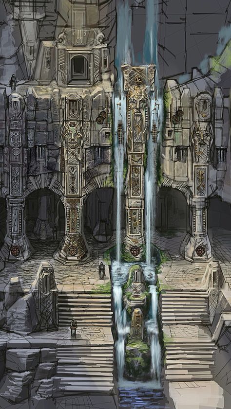 Markarth - It's a beautiful city, but I HATE THIS PLACE!!! Skyrim Dungeon, Underdark City, Skyrim Concept Art, Dwarven City, Mt Olympus, Skyrim Art, Fantasy City Map, Minecraft Structures, Writing Retreat