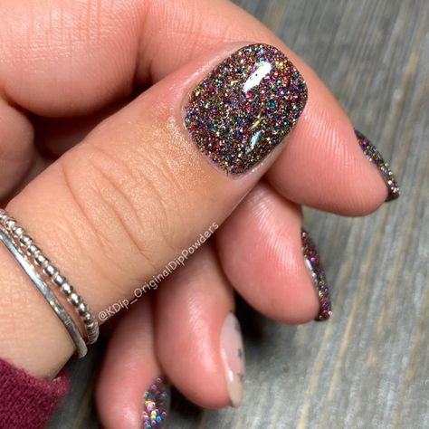 Rainbow glitter mani 🤩 one of my favorite manis I’ve ever done! March Magic is such a fun rainbow glitter dip, it is so versatile, this is a Christmas mani, but it is so perfect for St. Patrick’s day too! Grab yours now on KDipbyKAli.etsy.com #dipnails #rainbownail #dippowdernails #dippowder #springnails #glitternails #diynails #nailsathome #stpatricksday #kdipbykali Royal Blue Dipped Nails, Gel Nails Solid Color Winter, Multi Color Sparkle Nails, Confetti Dip Nails, Dip Nails Different Colors, Nye Nails Dip Powder, Gel Nails With Glitter Accent, Gel Nails For March, Multi Glitter Nails