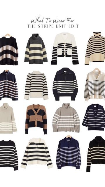 Old Money Smart Casual, Ideas Para Tejer, Knit Cardigan Pattern, Striped Knitted Sweater, Stylish Hijab, Autumn Trends, Styling Guide, Layered Fashion, Neutral Fashion